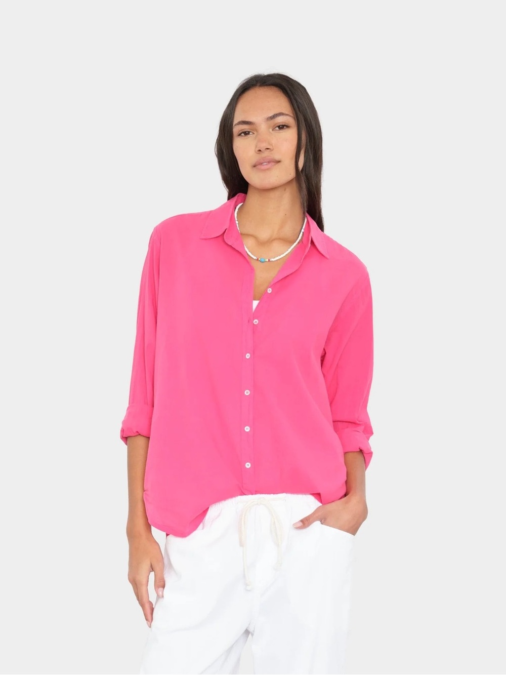 XiRENA Beau Shirt Button Front Blouse Fuschia Pink Women’s S